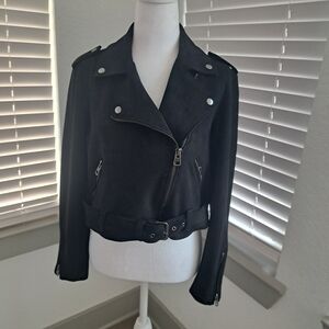 Miami Black Bomber Jacket with Silver Details